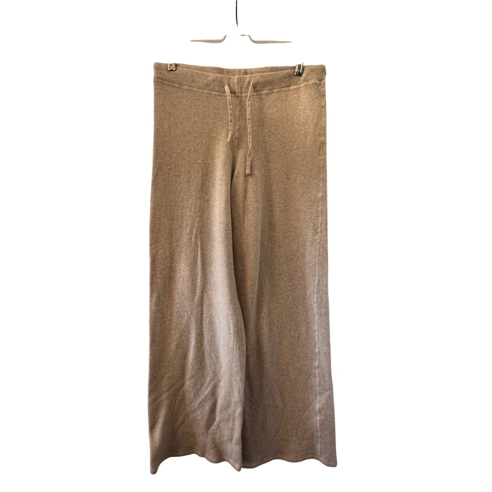 In Cashmere Women Tan 100% Cashmere Wide Leg Drawstring Knit Lounge Pants Size M